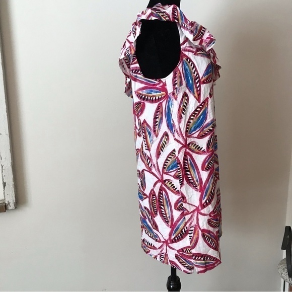 J.CREW linen blend summer dress with ruffle. Single shoulder off shoulder.Floral - Picture 4 of 10